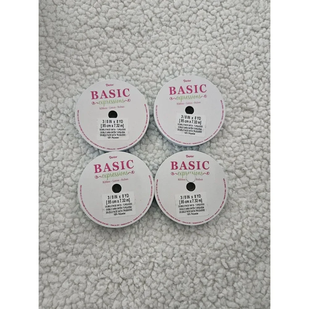 Darice Basic Expressions Ribbon Double‎ Face Satin Turquoise 3/8 in 8 Yards